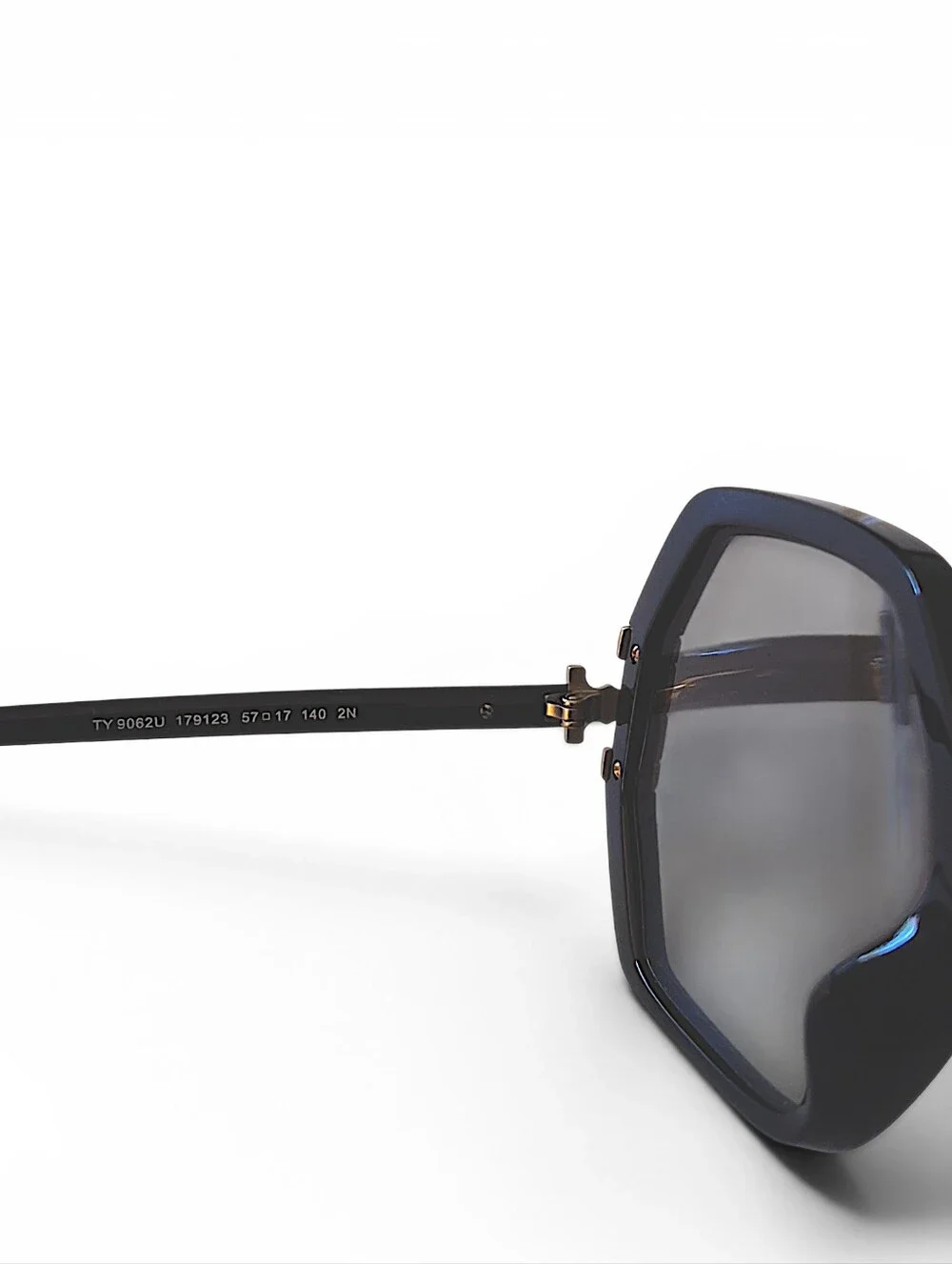 Tory Burch TY9062U Geometric Oversized Sunglasses Black & Gold w/ Case